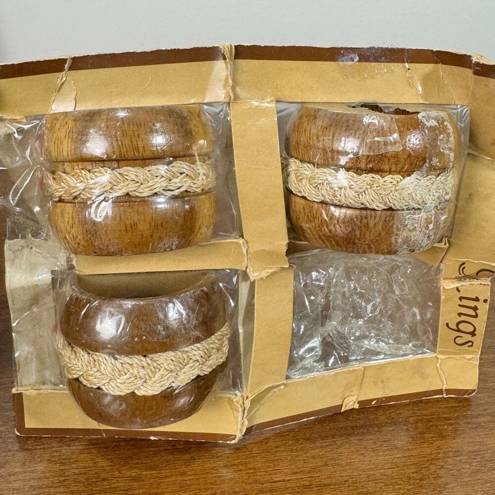 Wood Napkin Rings Set of 3 Boho Modern Chic Open Package
